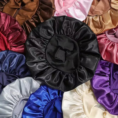 Wide-Brim Satin Sleep Bonnet – Solid Colour Daily Hair Protection Cap (SB02)