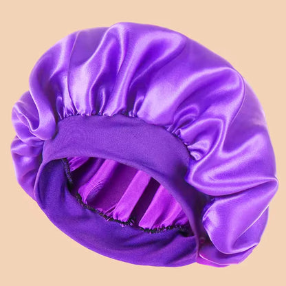 Wide-Brim Satin Sleep Bonnet – Solid Colour Daily Hair Protection Cap (SB02)