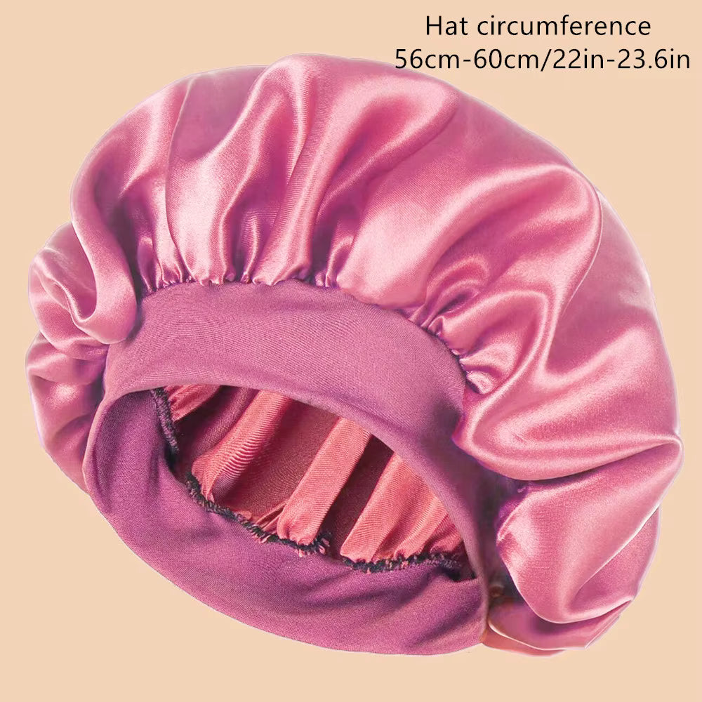 Wide-Brim Satin Sleep Bonnet – Solid Colour Daily Hair Protection Cap (SB02)
