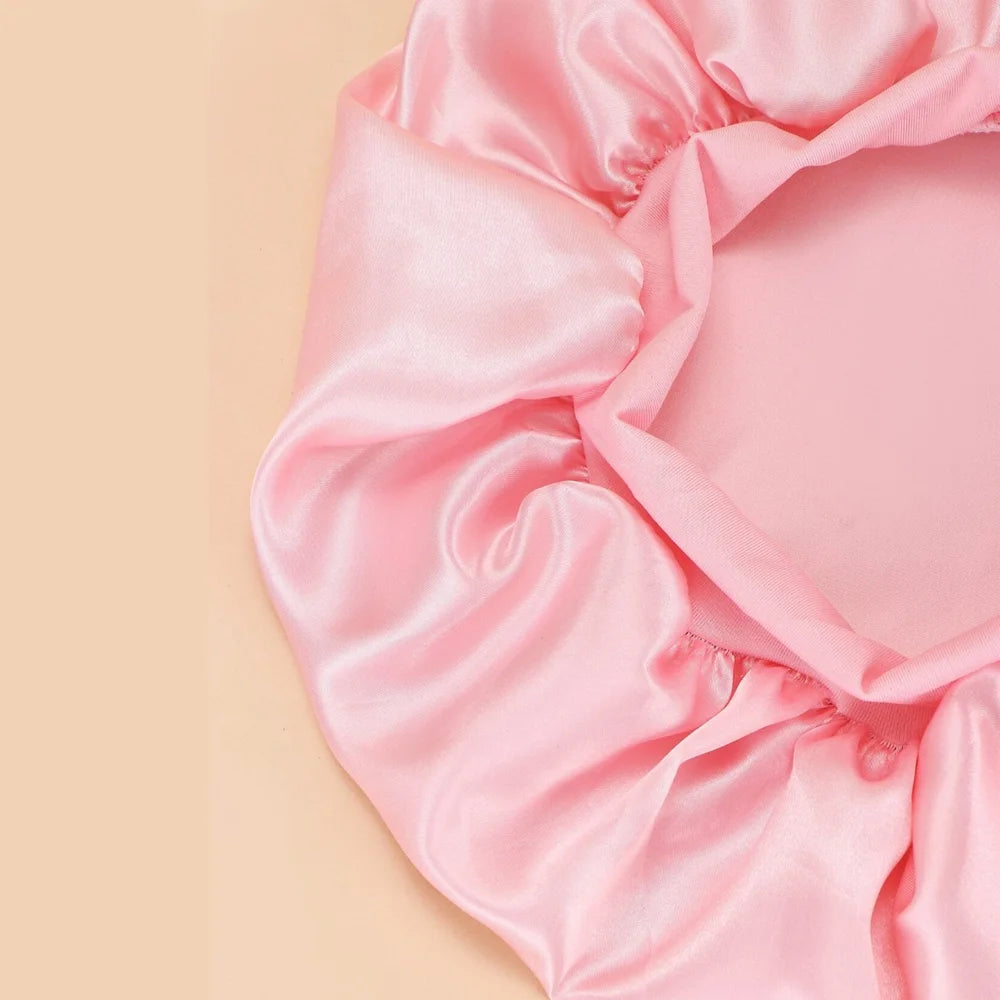 Wide-Brim Satin Sleep Bonnet – Solid Colour Daily Hair Protection Cap (SB02)