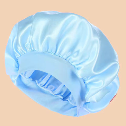 Wide-Brim Satin Sleep Bonnet – Solid Colour Daily Hair Protection Cap (SB02)
